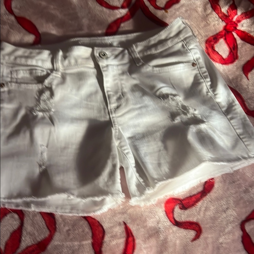 Arizona Jean Company White Jean Shorts Distressed Style